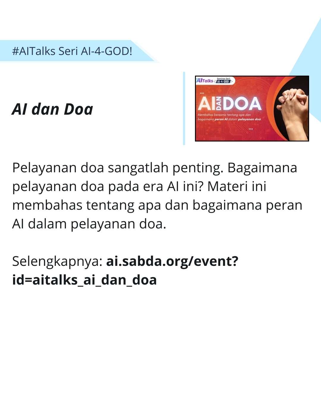 Apa dan bagaimana peran AI dalam pelayanan doa.