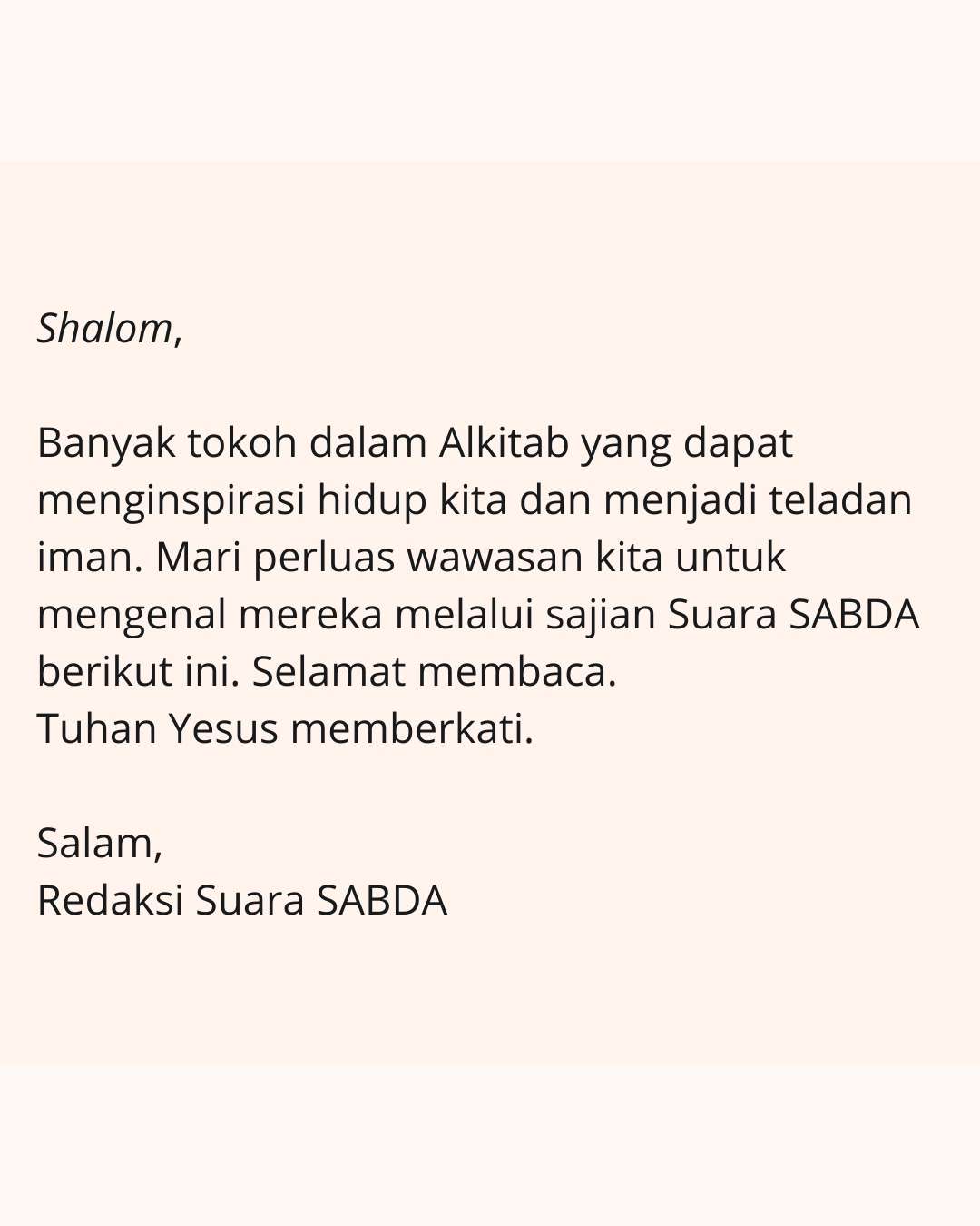 Pengantar Suara SABDA November edisi 1.