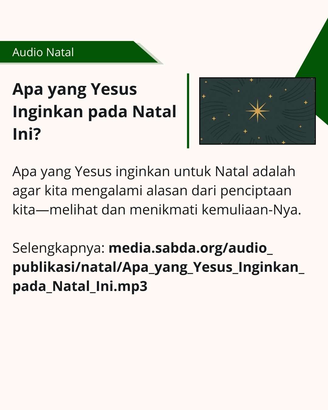 Temukan apa saja yang Yesus inginkan dari diri kita saat Natal.