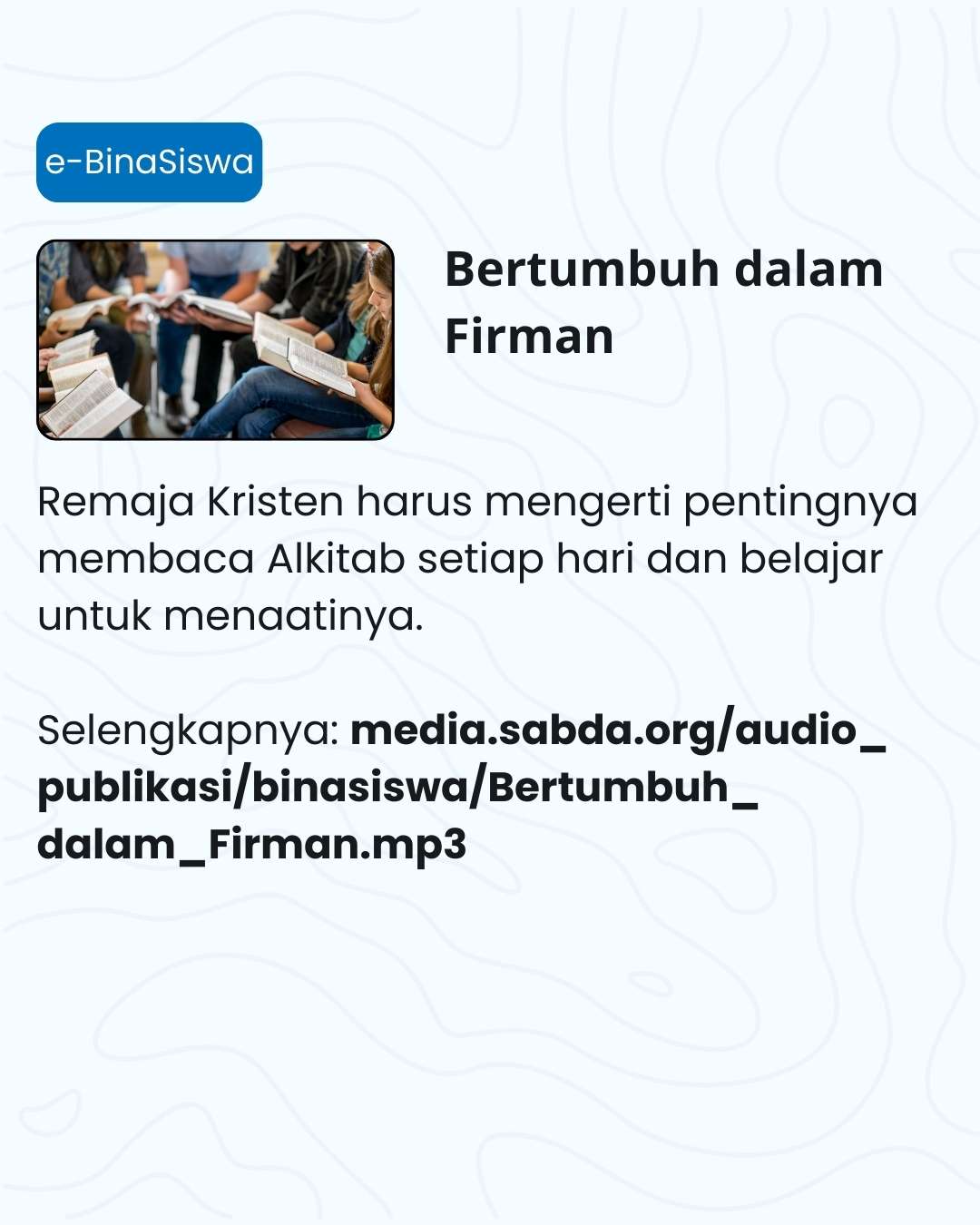 Pentingnya membaca Alkitab setiap hari dan belajar untuk menaatinya bagi remaja Kristen.