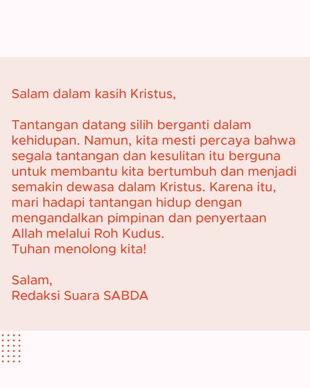 Pengantar Suara SABDA edisi Juni 1