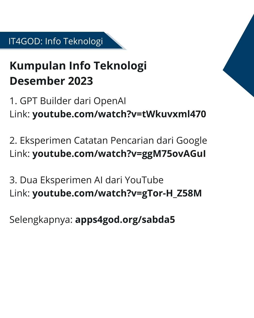Info teknologi sepanjang Desember 2023.